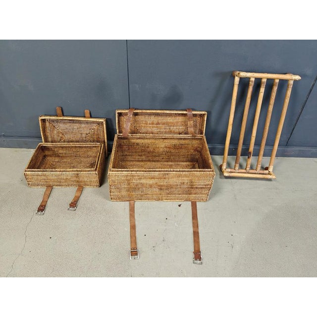 Wood Vintage Wicker Trunks, 1970s, Set of 2 For Sale - Image 7 of 12