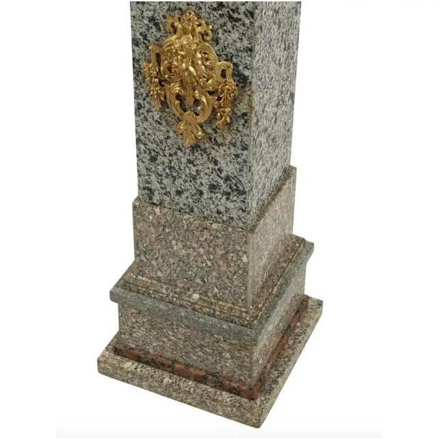 Early 20th Century Monumental Neoclassical Grand Tour Ormolu Mounted Marble Obelisks on Pedestals For Sale - Image 5 of 12