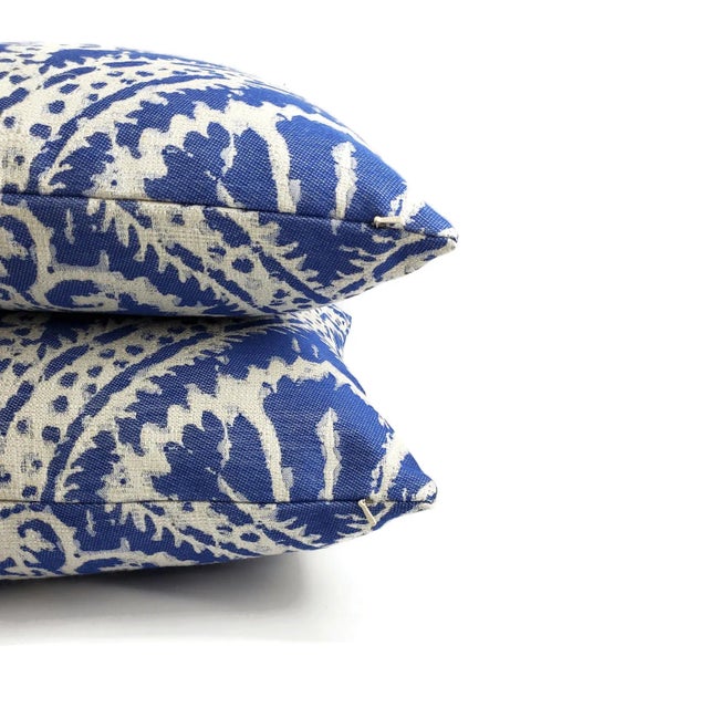 Contemporary Blue & White Damask Pattern Pillow Cover For Sale In Portland, OR - Image 6 of 7