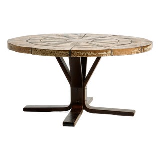Beech Coffee Table with Stone Top, 1970s For Sale