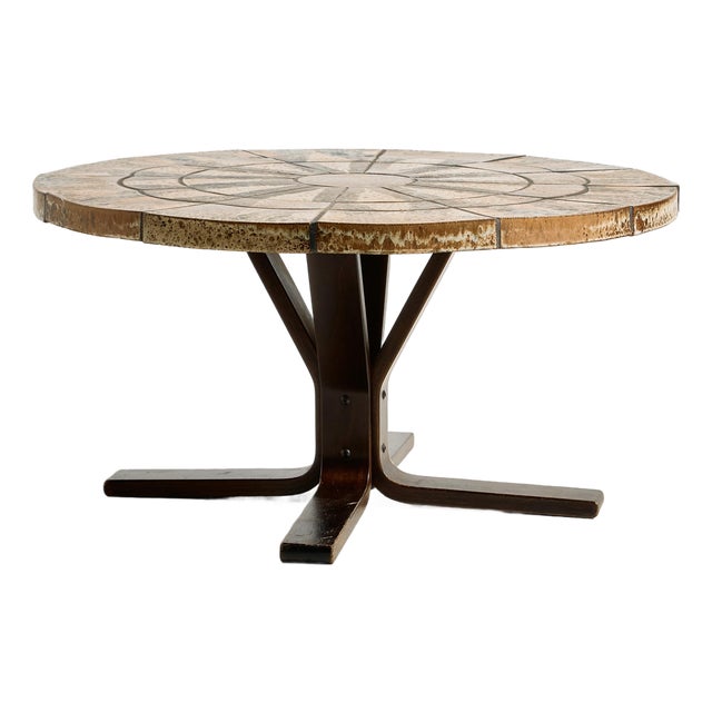 Beech Coffee Table with Stone Top, 1970s For Sale