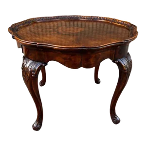 19th Century Mahogany Burlwood Inlaid Round Side Table.