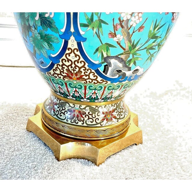 Late 20th Century Late 20th Century Marbro Lamp Co Cloisonne Gilded Ormolu French Museum Quality Retired - a Pair For Sale - Image 5 of 6
