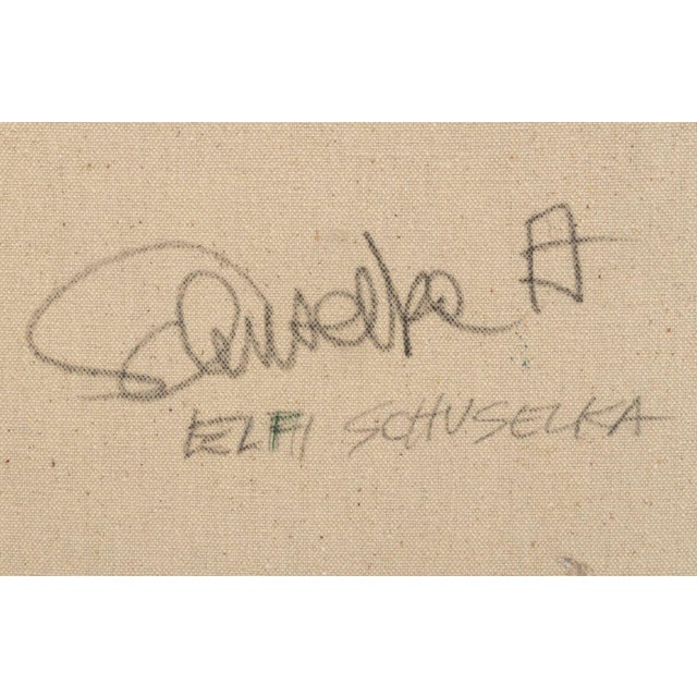 Late 20th Century Elfi Schuselka Abstract Composition Oil on Canvas For Sale - Image 5 of 5