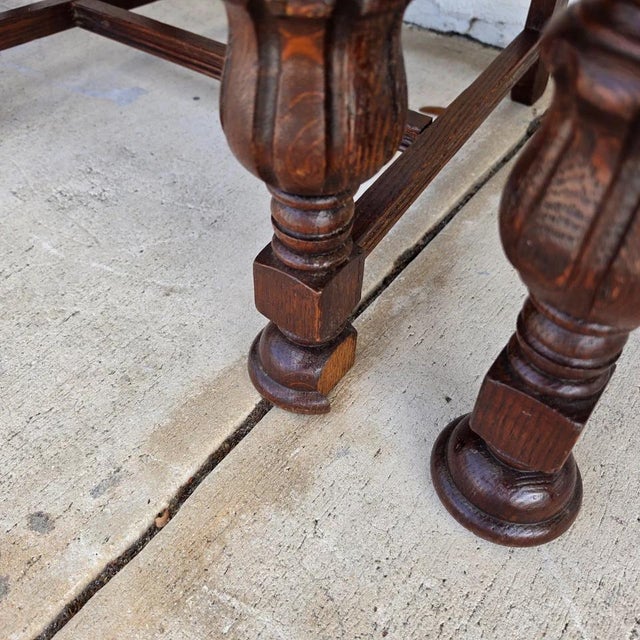 Antique English Oak Tudor Jacobean Dining Chairs 1930's Set of 4 For Sale - Image 18 of 18
