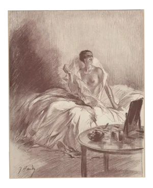 1931 French Lithograph-Semi-Nude, Matted