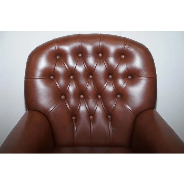 Brown Leather Chesterfield Captain's Armchair For Sale - Image 5 of 14