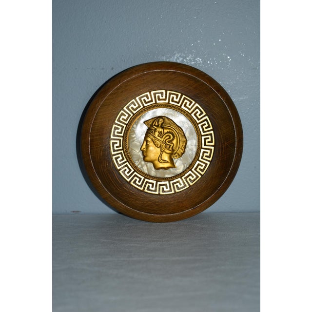 Classical Roman Vintage Small Grecian Wooden & Inlaid Wall Hanging For Sale - Image 3 of 13