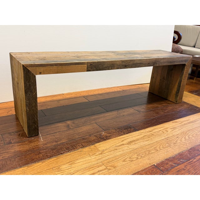 Industrial West Elm Emmerson Reclaimed Wood Dining Bench For Sale - Image 3 of 12