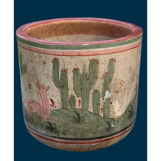Early 21st Century Rare Vintage Tonala Mexico Ceramic Large Planter Pot For Sale - Image 5 of 12