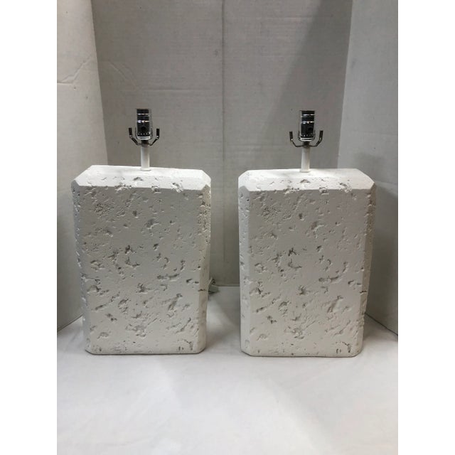 1980s 1980s Geometric Faux Stone Lamps - a Pair For Sale - Image 5 of 5