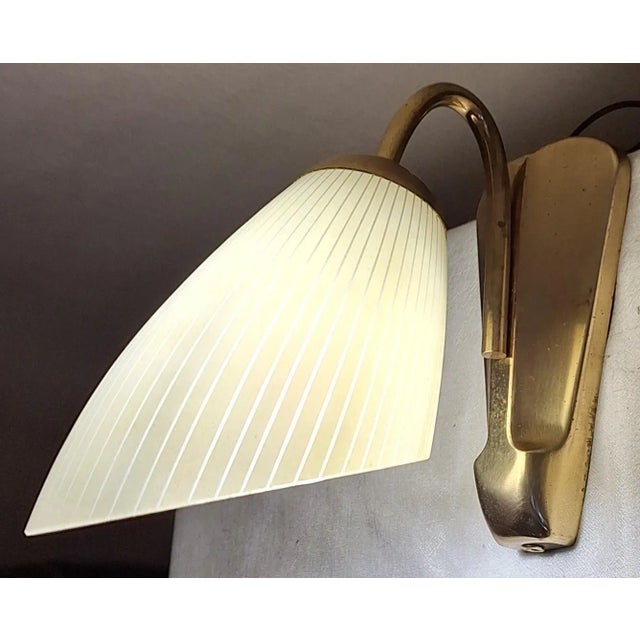 1950s Mid-Century Modern German Wall Lamp with Brass Frame, 1950s For Sale - Image 5 of 12