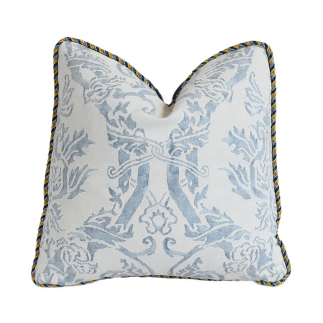 French Provincial Italian Mariano Fortuny Spagnolo Feather/Down Pillow 15” Square For Sale - Image 3 of 9