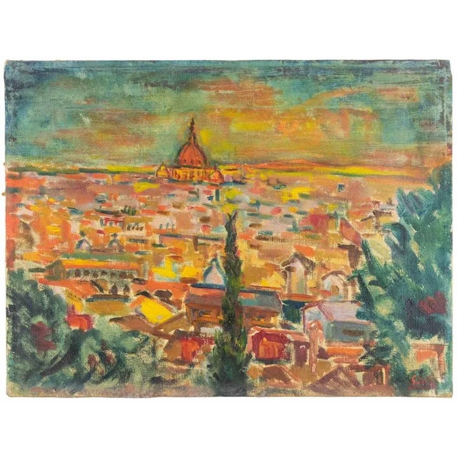 1970s Sirio Pellegrini, View of Rome from Gianicolo, Oil Painting, 1970 For Sale - Image 5 of 5