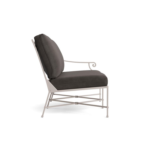 Contemporary Brown Jordan Venetian Right Arm Loveseat, Dove frame with Fusion Charcoal fabric For Sale - Image 3 of 11