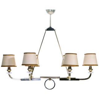 1950s Jacques Adnet Brass and Gunmetal Chandelier For Sale
