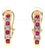 Ruby & Diamond J-Hoops in 14k Yellow Gold (0.50ct Ruby, 0.26ct Diamond), Pair For Sale