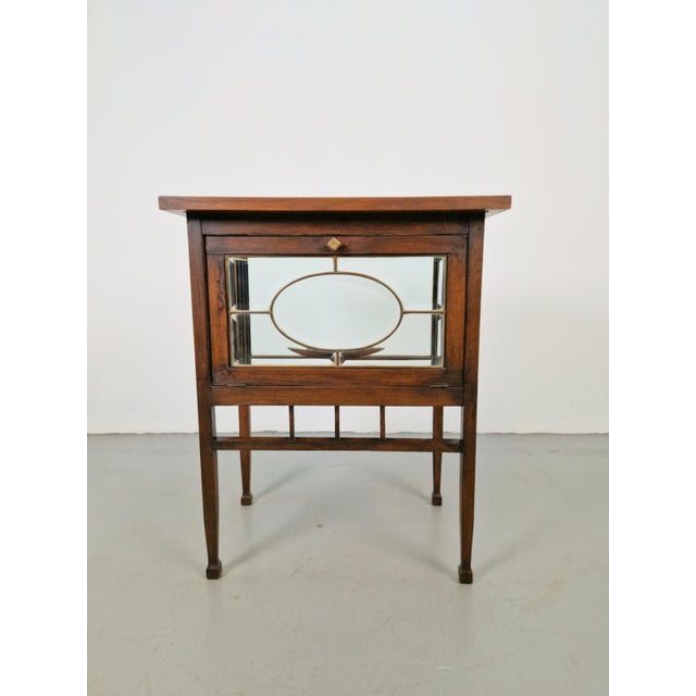 Vintage Tea Cabinet with Facet-Cut Diamond Glass Door and Tray, 1950s For Sale - Image 11 of 11