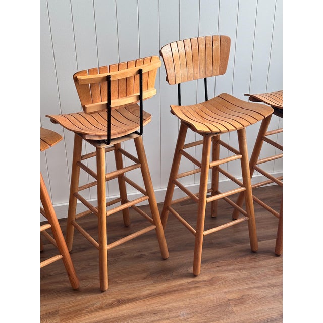 Arthur Umanoff Mid Century Modern Bar Stools Attributed to Arthur Umanoff, Set of 4 For Sale - Image 4 of 16