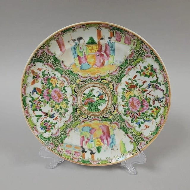 Mid 19th Century 19th C Antique Chinese Rose Medallion Porcelain Plate For Sale - Image 5 of 5
