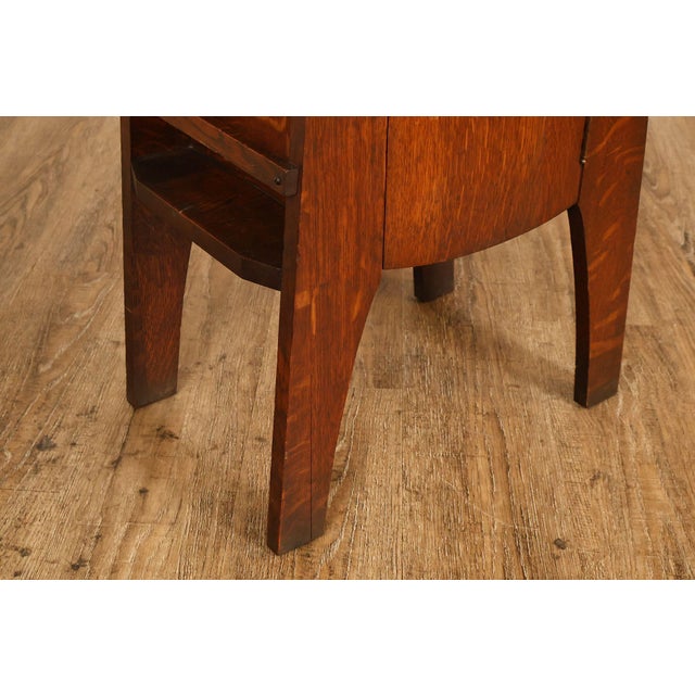 Wood Antique Mission Oak Smoke Stand Bedside Cabinet For Sale - Image 7 of 18