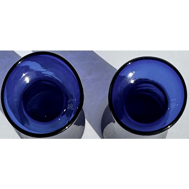 Pair Cobalt Glass Bulb Forcing Vases Late 19th Century For Sale In New York - Image 6 of 8
