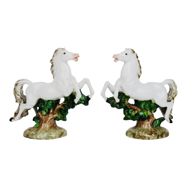 20th Century Pair of Italian Porcelain Figure of Horses For Sale