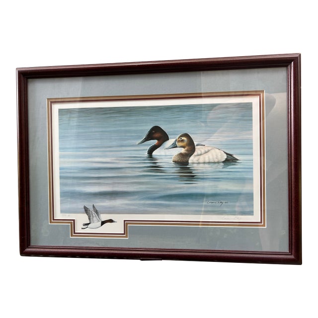Late 20th Century Ducks on Lake, Print Artist Proof. Fully Framed & Tripple Matted With Glass. Marked: 14/50 Ap For Sale