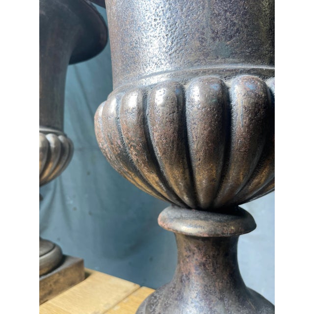 Metal French 19th Century Wrought Iron Urns For Sale - Image 7 of 8