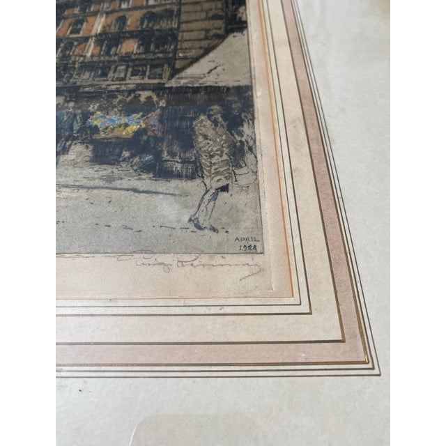 Exceptional hand-colored etching titled “St. Stephen’s Cathedral in Vienna” by Austrian artist Luigi Kasimir (1881–1962),...