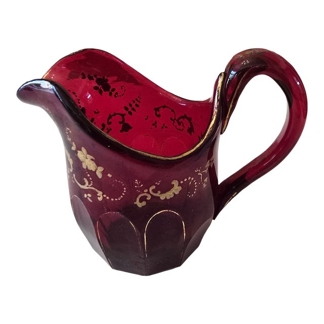 Antique Moser Bohemian Glass Crystal Ruby Ewer For Sale