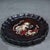 Vintage Chinese Zitan Wood Scalloped Tea Tray With Mother of Pearl Fu Lion & Ball Inlay For Sale - Image 9 of 10