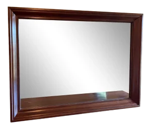 Vintage Beveled Edge Rectangular Large Mirror Pristine Solid Cherrywood Framed