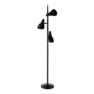 1950s Black Triple Head Floor Lamp by Gerald Thurston for Lightolier For Sale