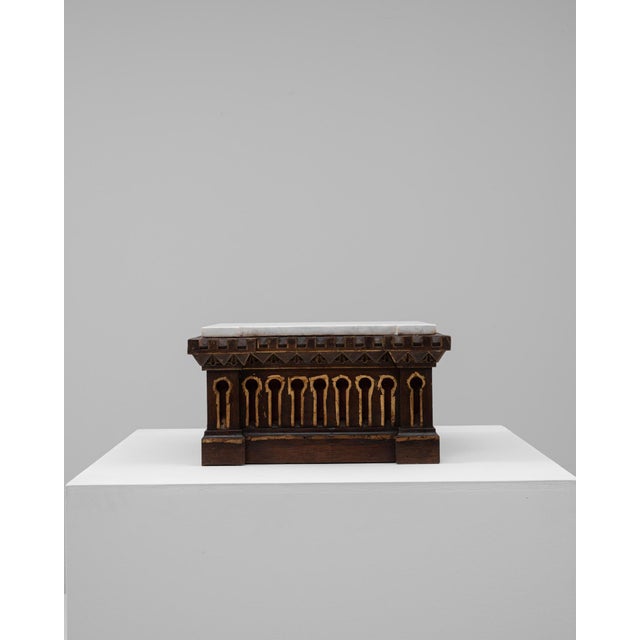 20th Century French Wooden Pedestal With Marble Top For Sale - Image 16 of 18