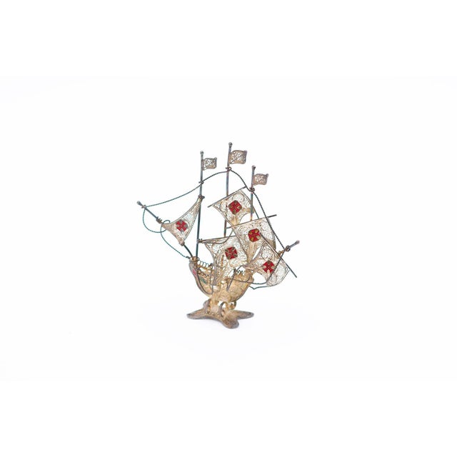 Portuguese Miniature Caravel in Silver For Sale - Image 4 of 4