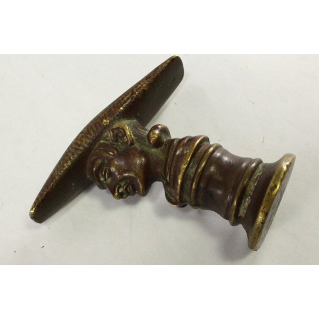 18th / 19th C. Apothecary Bronze Masher Pestle, Figural With Man in Bicorn Hat For Sale - Image 14 of 16