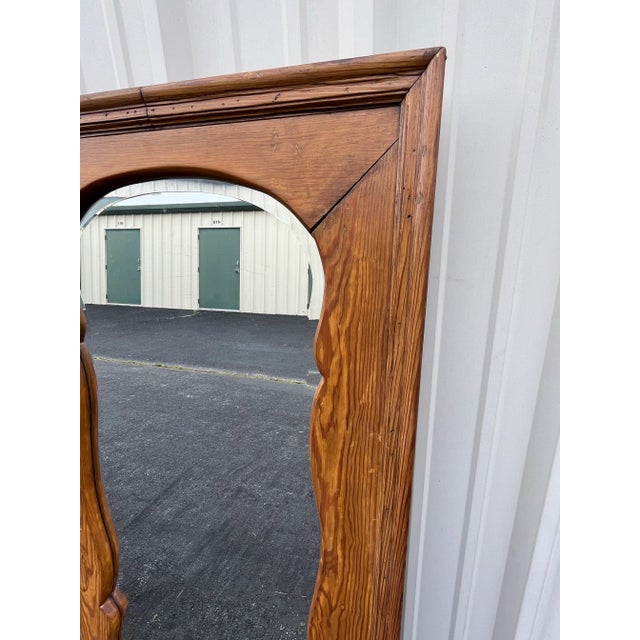 Brown Full Length Antique Beveled Glass Mirror in Aged Oak Frame For Sale - Image 8 of 12