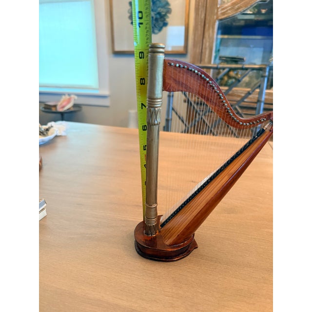 Vintage Wooden Miniature Harp For Sale - Image 4 of 10
