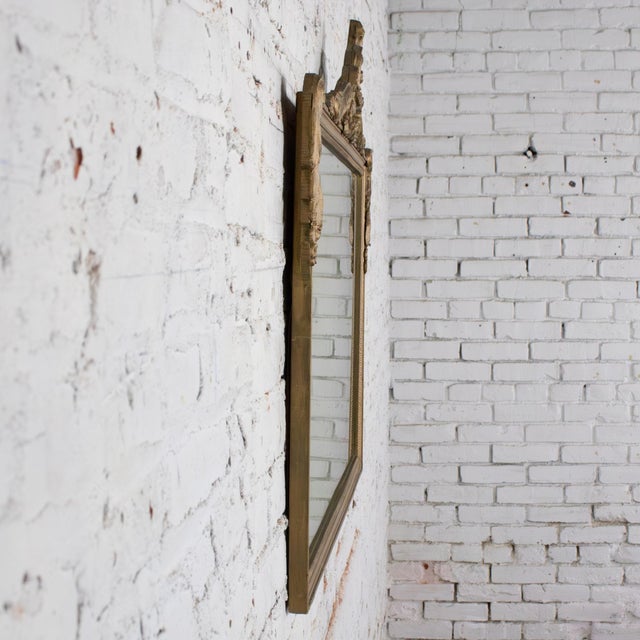 Wood Early to Mid-20th Century Baroque or Rococo Style Wall Mirror With Carved Gilded Ornate Details For Sale - Image 7 of 18
