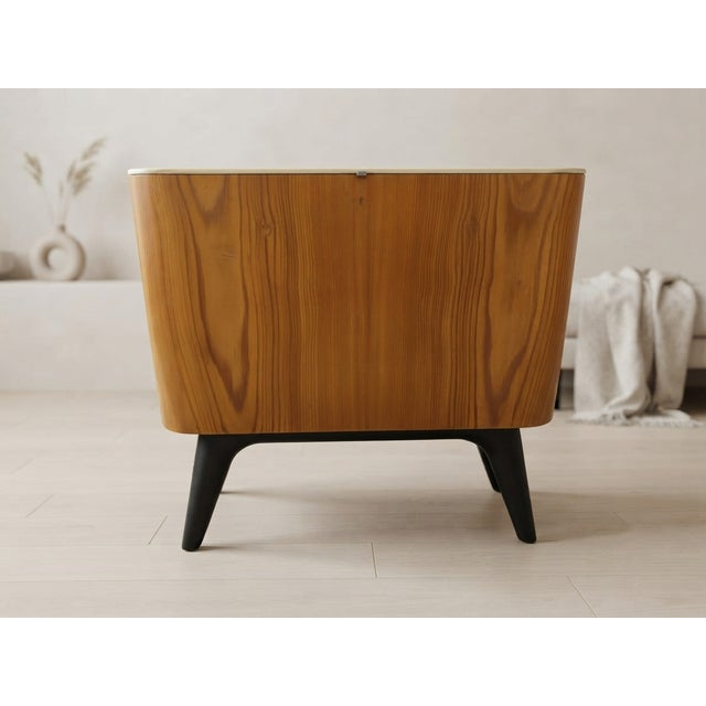 Brown Mid-Century Modern Bedside Table by Jindřich Halabala for ÚpP Závody, Czechoslovakia, 1950s For Sale - Image 8 of 18