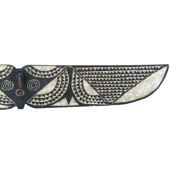 African Vintage African Horizontal Butterfly Black & White Wood Mask Sculpture Burkina Faso 76.5" W For Sale - Image 3 of 8