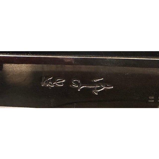 Mid-Century Signed Karl Springer 2-Tier Gunmetal & Brass Cocktail Table For Sale - Image 13 of 13