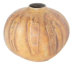 Jolee Schlea 1996 Hand-Painted Gourd Vase