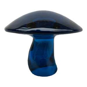 Mid Century Modern Blue Glass Mushroom Paper Weight