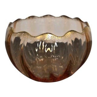 Antique French Legras St. Denis Pink Optic Glass Finger Bowl Candy Gold Gilded For Sale
