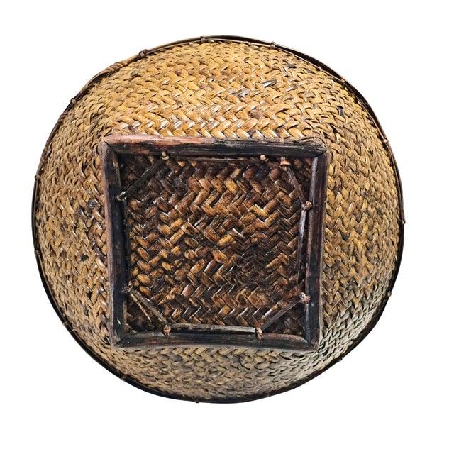 Vintage Mid-Century Philippine Tribal Labba Woven Grain Basket Bowl Centerpiece For Sale In Tampa - Image 6 of 15
