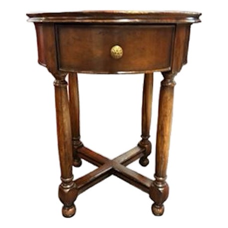 Jonathon Charles Woven Topped Side Table With One Drawer, Modern Reproduction of English Country Furniture For Sale
