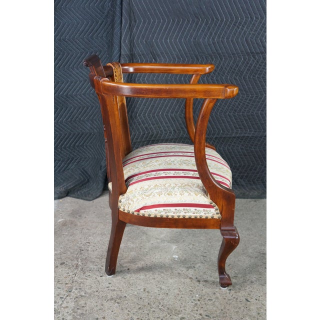 Antique 19th Century Mahogany Regency Empire Horseshoe Library Parlor Arm Chair For Sale - Image 13 of 18