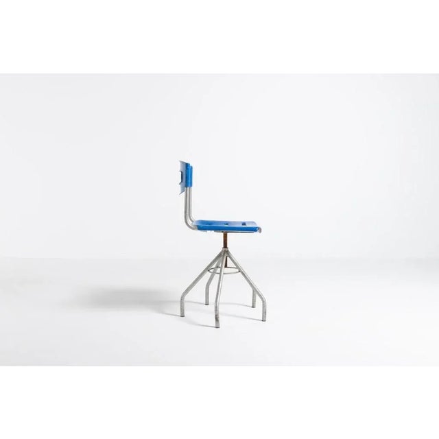 Blue Vintage Industrial Stool For Sale - Image 8 of 16
